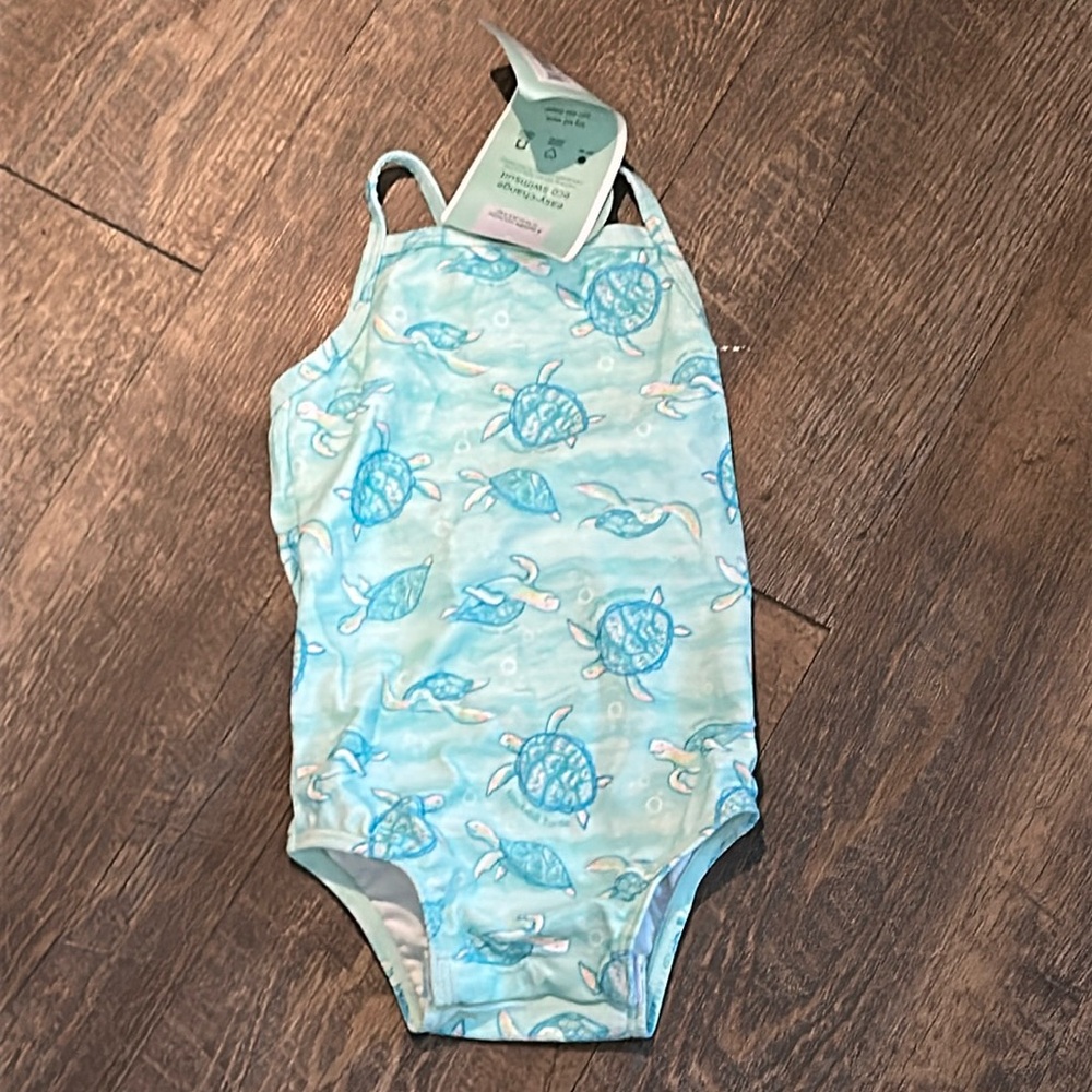 NWT Green Sprouts Baby Girls Lightweight Easy Change Swimsuit 6 mths Turtle